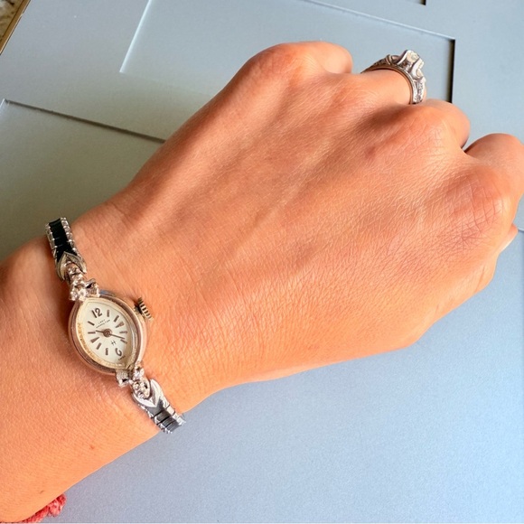 Vintage Lady Hamilton 14k White Gold Diamond 17 Jewels Watch Barn Yard F… - Picture 8 of 13